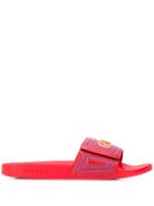 Gucci Men's Gucci Logo Leather Slide Sandals - Red