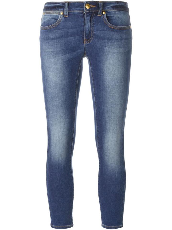 Michael Michael Kors Cropped Skinny Jeans, Women's, Size: 6, Blue, Cotton/polyester/spandex/elastane