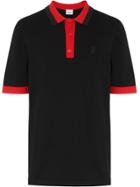 Burberry Monogram Motif Tipped Cotton Polo Shirt - Black