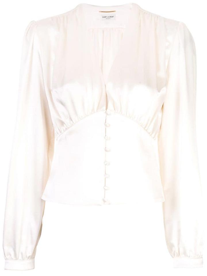 Saint Laurent Deep V-neck Blouse - White