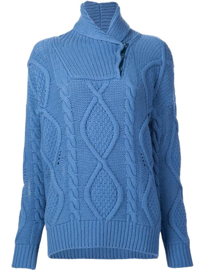 Stella Mccartney Fisherman's Wrap Neck Sweater, Women's, Size: 40, Blue, Cashmere/wool