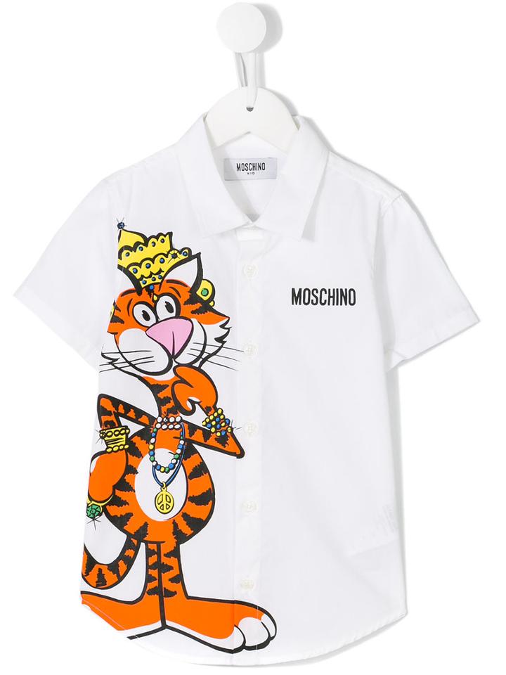 Moschino Kids Tiger Print Shirt, Boy's, Size: 12 Yrs, White