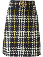 Gucci Houndstooth Knit Skirt, Size: 38, Blue, Wool/viscose/polyester