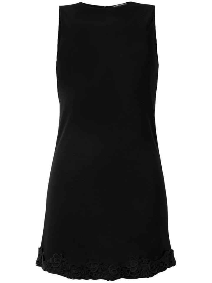 Dolce & Gabbana Vintage 1990's Crochet Appliqué Mini Dress - Black