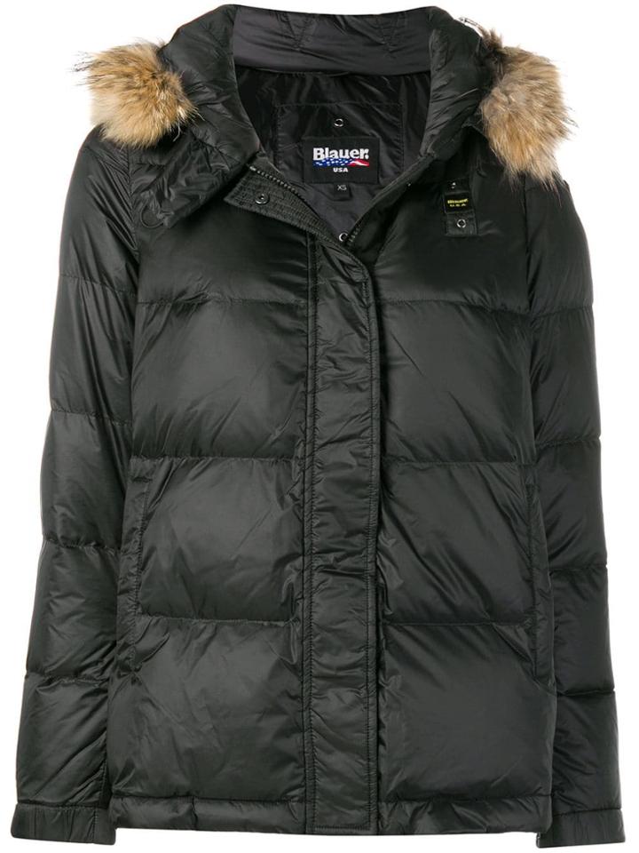 Blauer Fur Hood Trim Puffer Jacket - Black