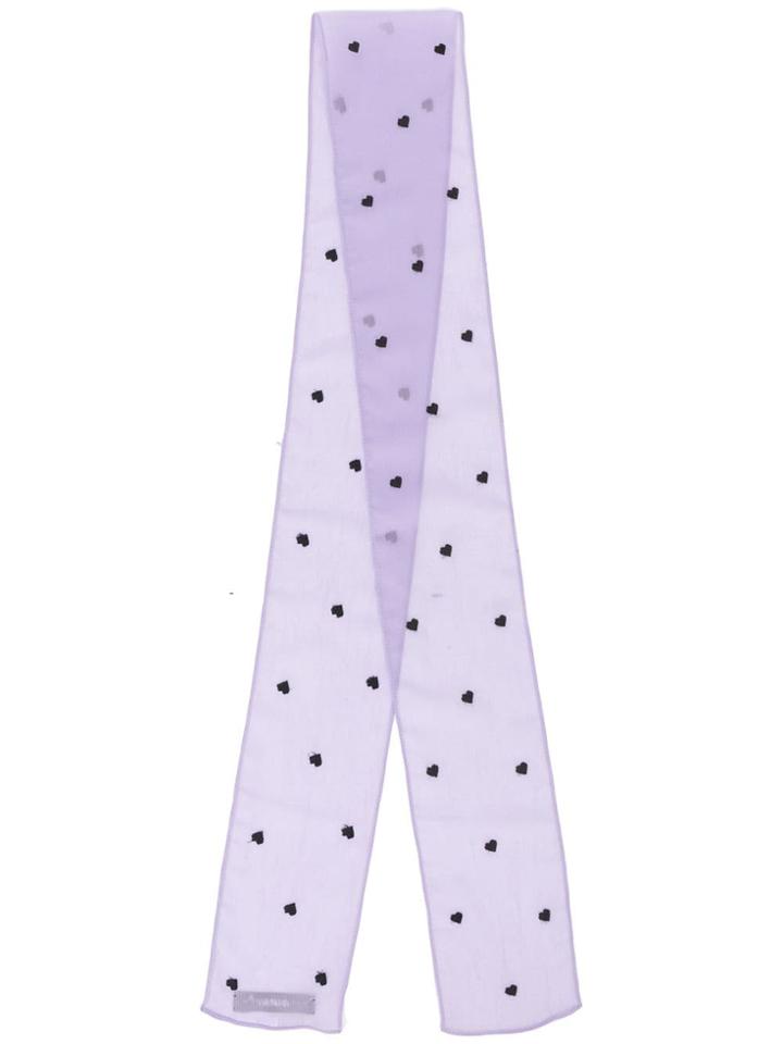 Undercover Embroidered Heart Scarf - Purple