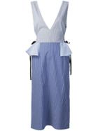 Tome - V-neck Peplum Dress - Women - Cotton - 2, Blue, Cotton