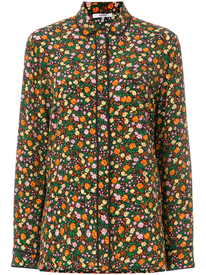 Ganni Floral Print Shirt - Black