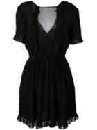 Just Cavalli Sheer Detail Ruffled Dress, Women's, Size: 38, Black, Viscose