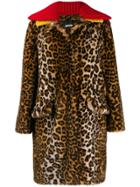 Miu Miu Leopard Pattern Coat - Brown