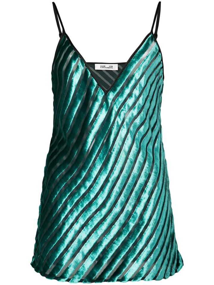 Dvf Diane Von Furstenberg Striped Plunge Vest Top - Green