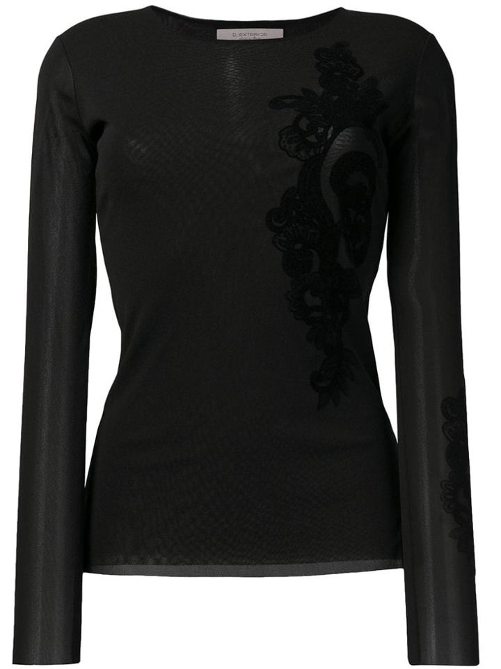 D.exterior Lace Detail Top - Black