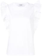 Msgm Flutter Sleeve Top - White