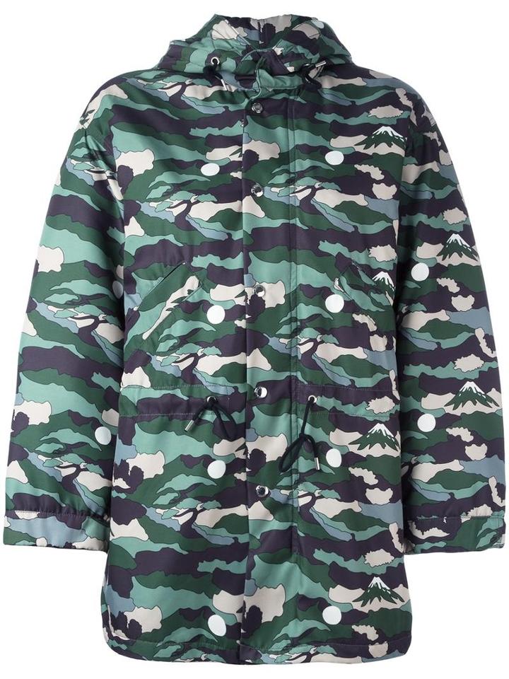 Maison Kitsuné Camouflage Hooded Jacket, Women's, Size: Medium, Green, Polyester/cotton