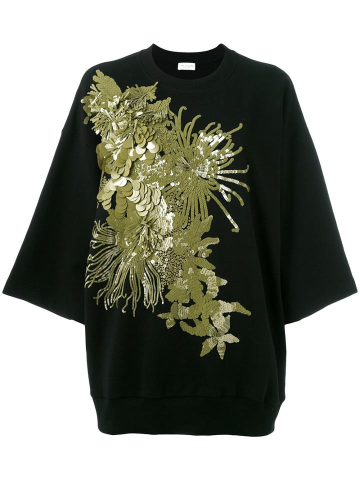 Dries Van Noten - Floral Sequin Boxy Top - Women - Cotton - Xs, Women's, Black, Cotton