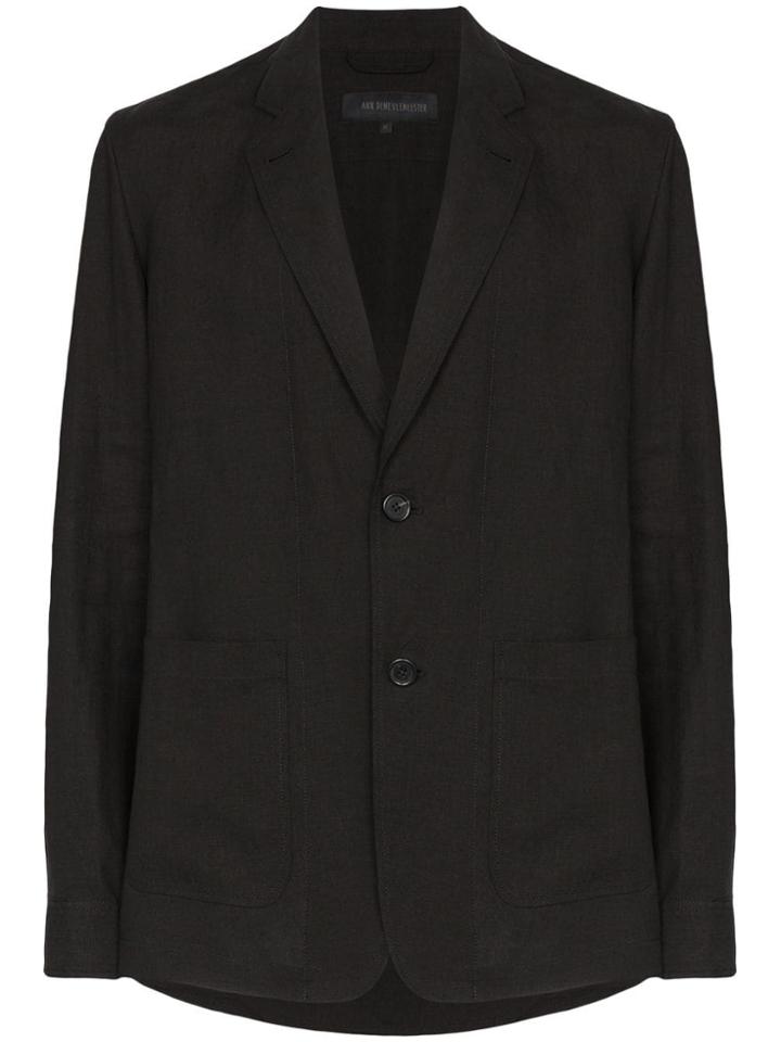 Ann Demeulemeester Single-breasted Linen Blazer - Black