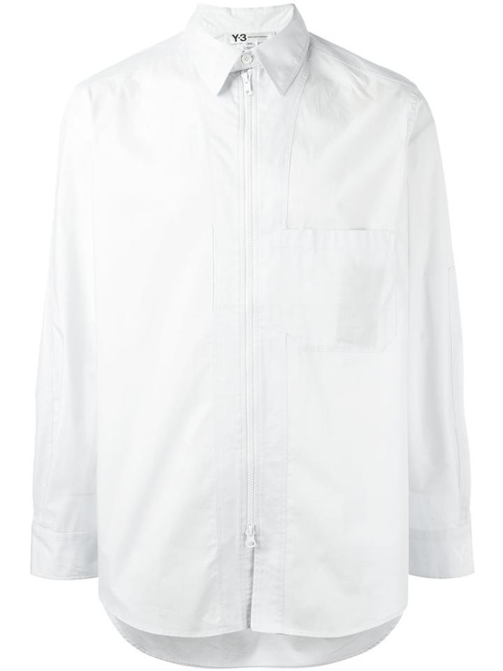 Y-3 Zipped Shirt, Men's, Size: Small, White, Cotton