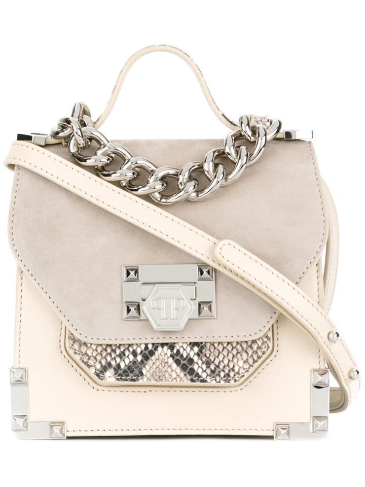 Philipp Plein Gabrielle Small Snakeskin Print Tote - Nude & Neutrals