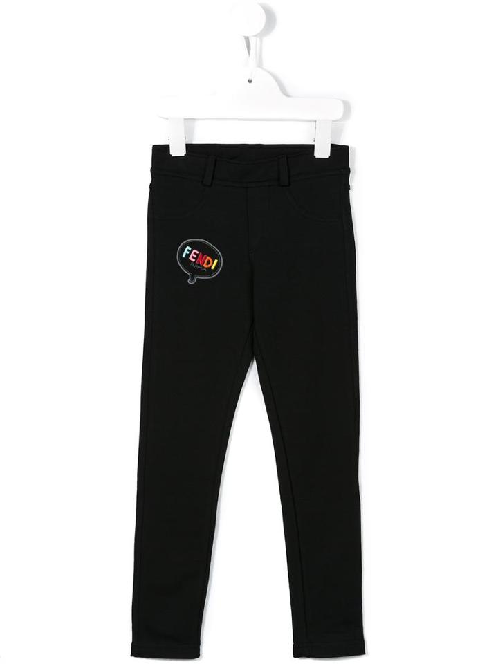 Fendi Kids Logo Skinny Trousers, Girl's, Size: 10 Yrs, Black