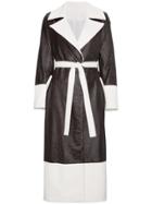 Skiim Black Leather Coat With Contrast Detail