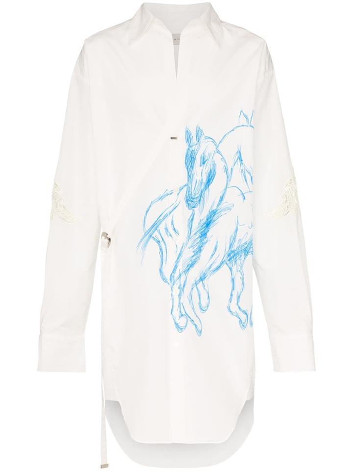 Bed J.w. Ford Horse Printed Cotton Shirt - White