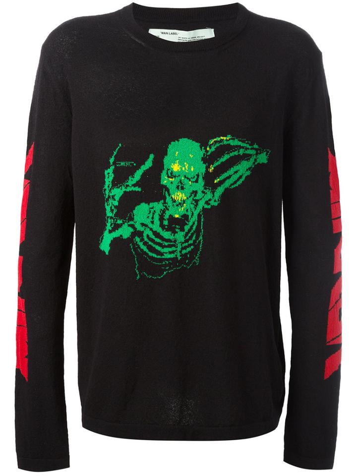 Off-white - Skull Mirror Knitted Sweater - Men - Cotton/polyamide - Xs, Black, Cotton/polyamide