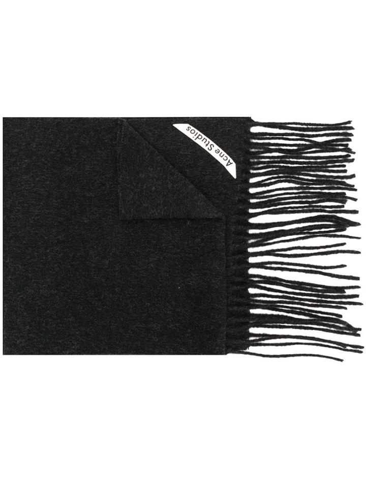 Acne Studios Canada Skinny Fringed Scarf - Black