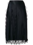 Christian Dior Vintage Lace Detail Skirt - Black