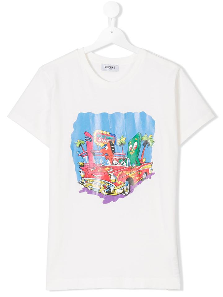 Moschino Kids Logo Diner Print T-shirt - White