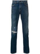 Saint Laurent Distressed Skinny-fit Jeans - Blue