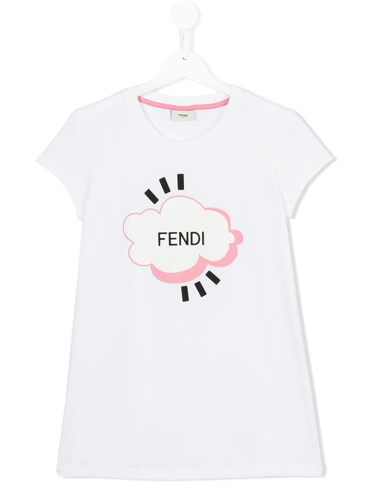Fendi Kids Logo Print T-shirt, Boy's, Size: 14 Yrs, White
