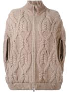 Fay Cable Knit Zipped Jacket, Women's, Size: Small, Nude/neutrals, Wool/polyamide
