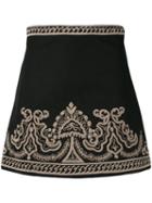 Wandering - Embroidered Mini Skirt - Women - Cotton/linen/flax - 42, Black, Cotton/linen/flax
