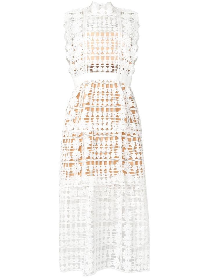 Self-portrait Crochet-lace Midi Dress - White