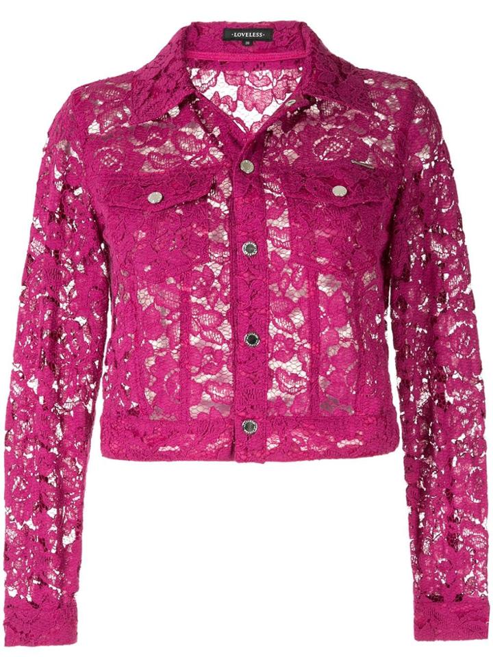 Loveless Floral Laced Jacket - Purple