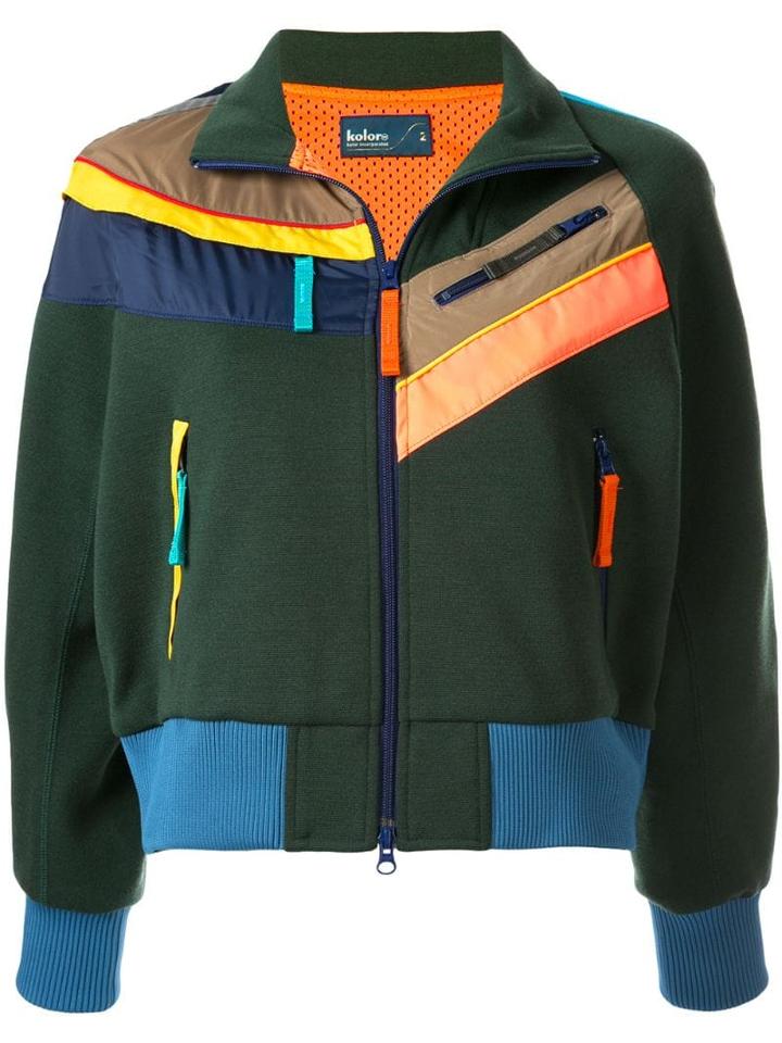 Kolor Colour Block Zip Detail Jacket - Green