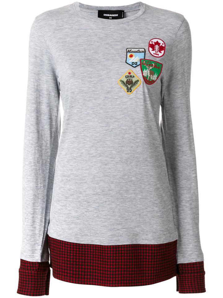 Dsquared2 Flannel-panelled Sweatshirt - Grey