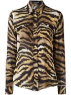 Balmain Zebra Print Shirt, Women's, Size: 36, Brown, Silk