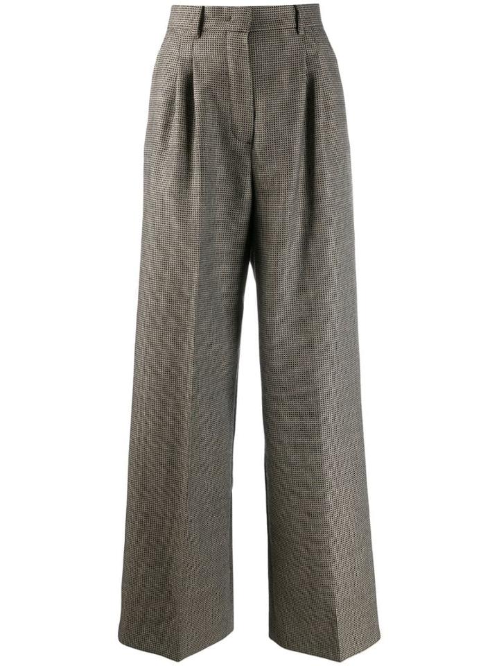 Fendi Houndstooth Pattern Trousers - Neutrals