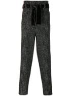 Damir Doma Belted Striped Trousers - Black
