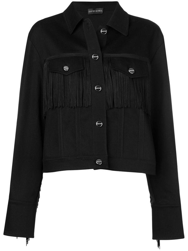 David Koma Fringed Chest Jacket - Black
