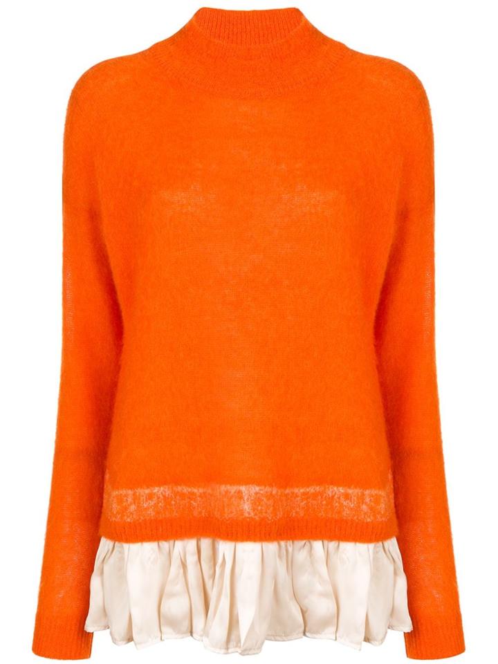 Erika Cavallini Ruffle Hem Turtleneck Sweater - Orange