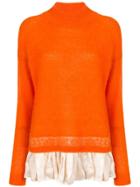 Erika Cavallini Ruffle Hem Turtleneck Sweater - Orange