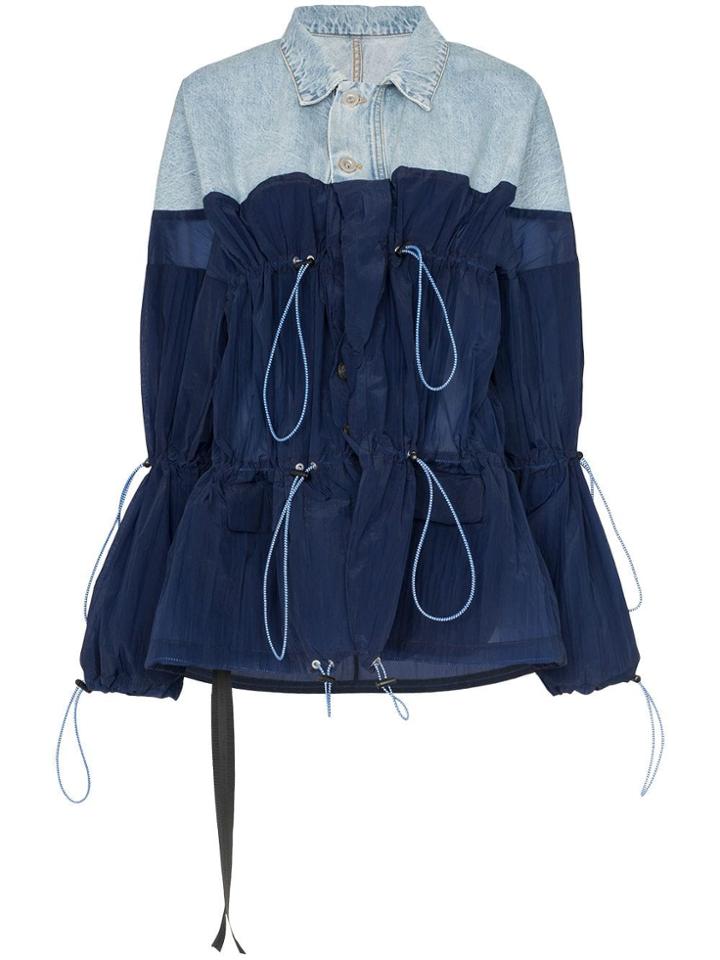 Unravel Project Denim And Nylon Hybrid Jacket - Blue