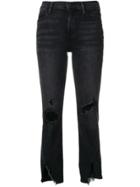 Frame Cropped Distressed Hem Jeans - Black