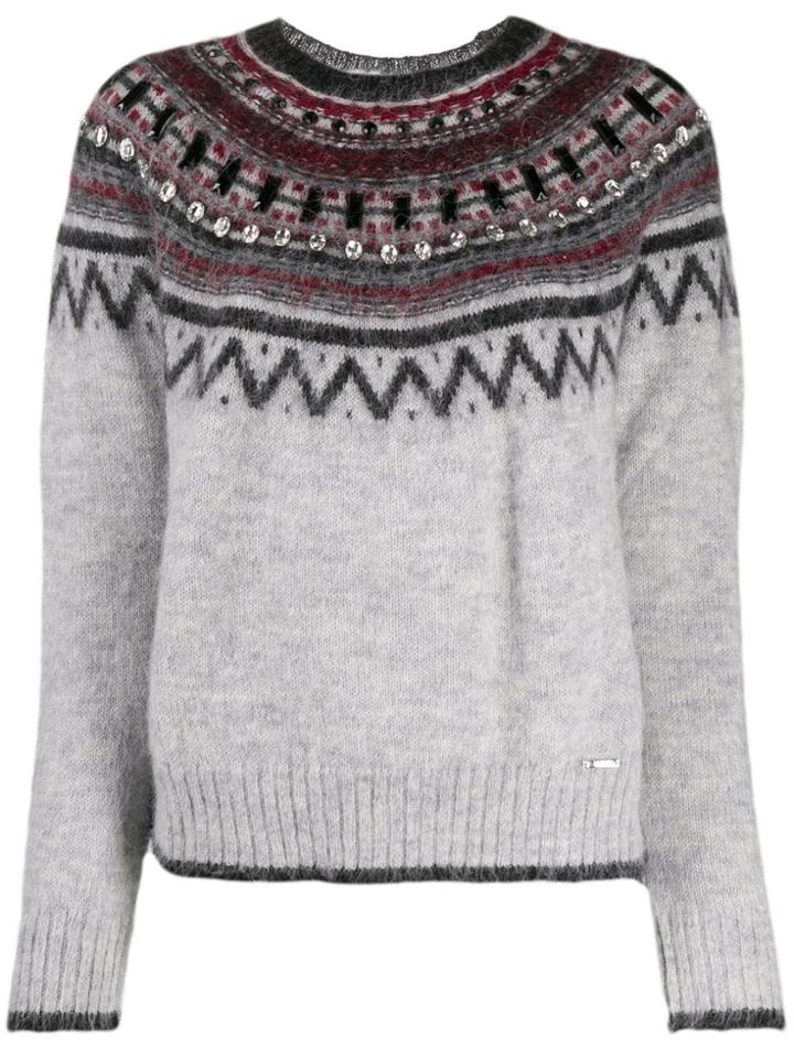 Liu Jo Striped Knitted Jumper - Grey