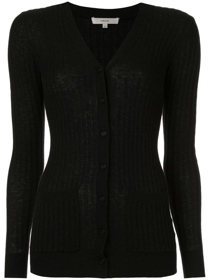 Vince Ribbed Cardigan - Black