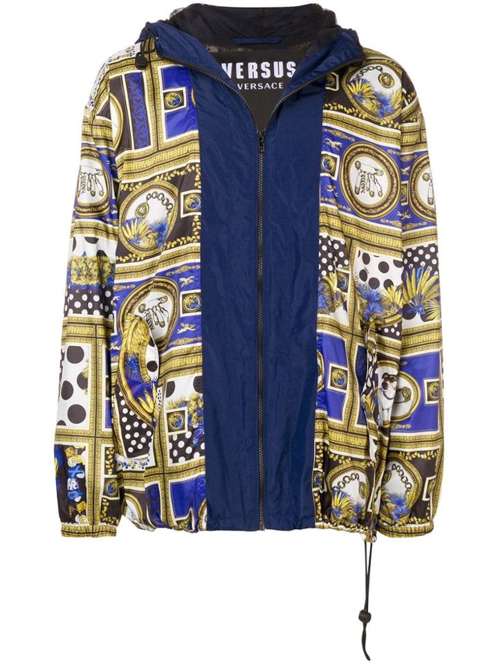 Versus Patchwork Zipped Jacket - Blue