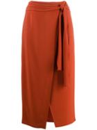 Rochas Wrap Midi Skirt - Orange