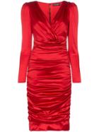 Dolce & Gabbana Ruched Silk Satin Dress - Red